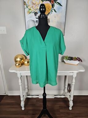 NWT Jess Lea Whitney Woven Green Blouse XL